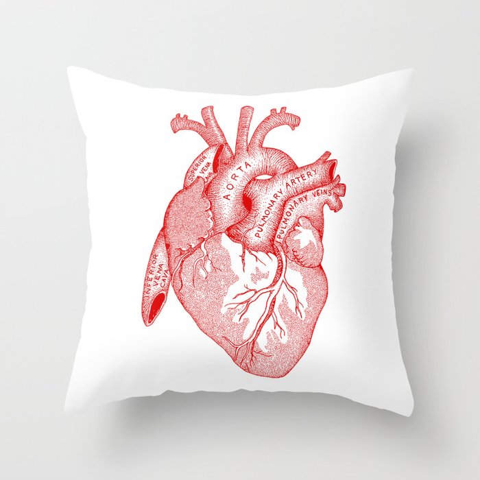 Study of the Heart [red] Throw Pillow