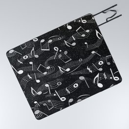 Musical Notes black and white textile photograph Picnic Blanket