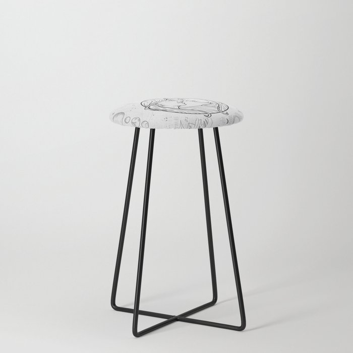 Gemini Star Sign (Black and White) Counter Stool