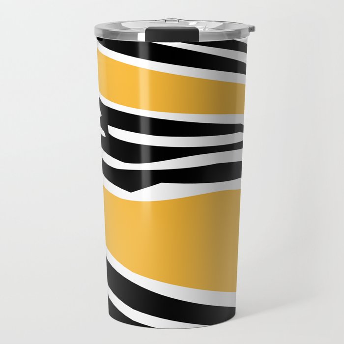 Yellow abstract shapes with zebra print decoration Travel Mug