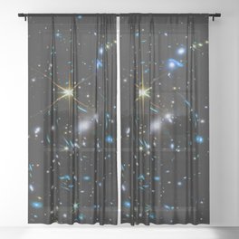 Galaxies of the Universe Teal Gold first images Sheer Curtain