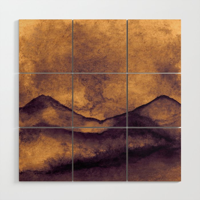 Moody And Dark Landscape In Brown Wood Wall Art