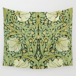 Vintage William Morris Pimpernel Green Floral Pattern Wall Tapestry
