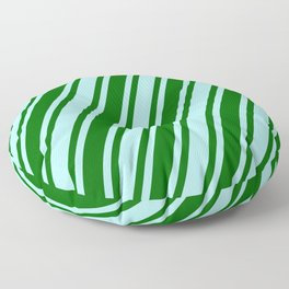 [ Thumbnail: Dark Green & Turquoise Colored Lined Pattern Floor Pillow ]