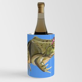 Girly American Bullfrog with Pink Bow Wine Chiller