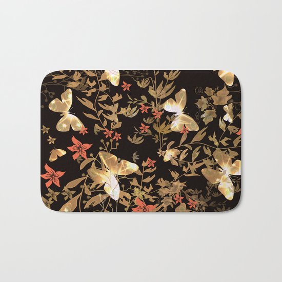 Golden butterfly in the night. Bath Mat