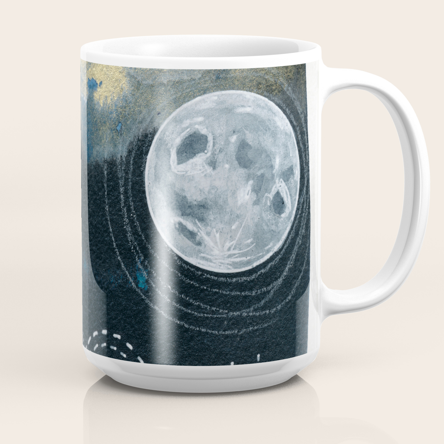 Moon Series 4 Watercolor Ink Painting Coffee Mug By Rachaelrice