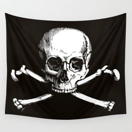 Skull and Crossbones | Jolly Roger | Pirate Flag | Black and White | Wall Tapestry
