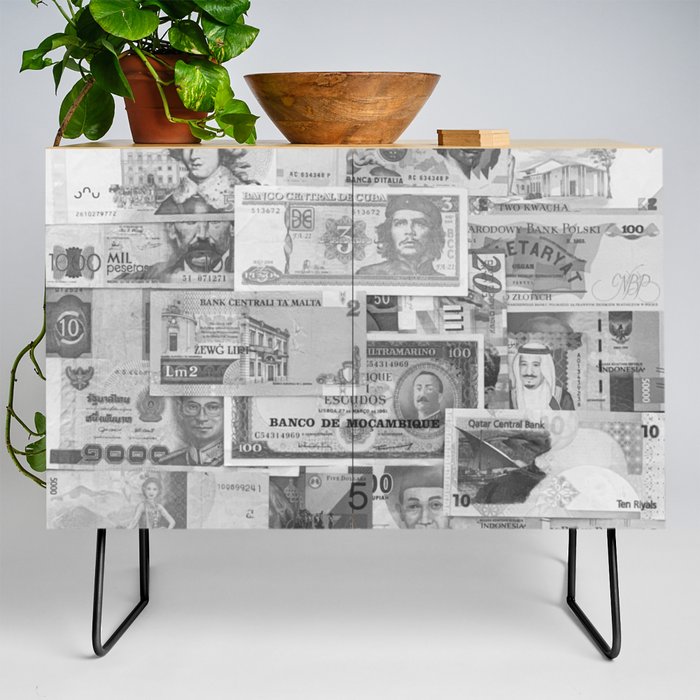 Numismatic Black And White Poster  Credenza