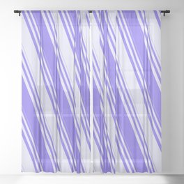 [ Thumbnail: Medium Slate Blue & Lavender Colored Striped Pattern Sheer Curtain ]