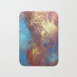 Red, Blue And Gold Modern Abstract Art Painting Bath Mat