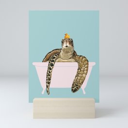 Sea Turtle in Bathtub Mini Art Print