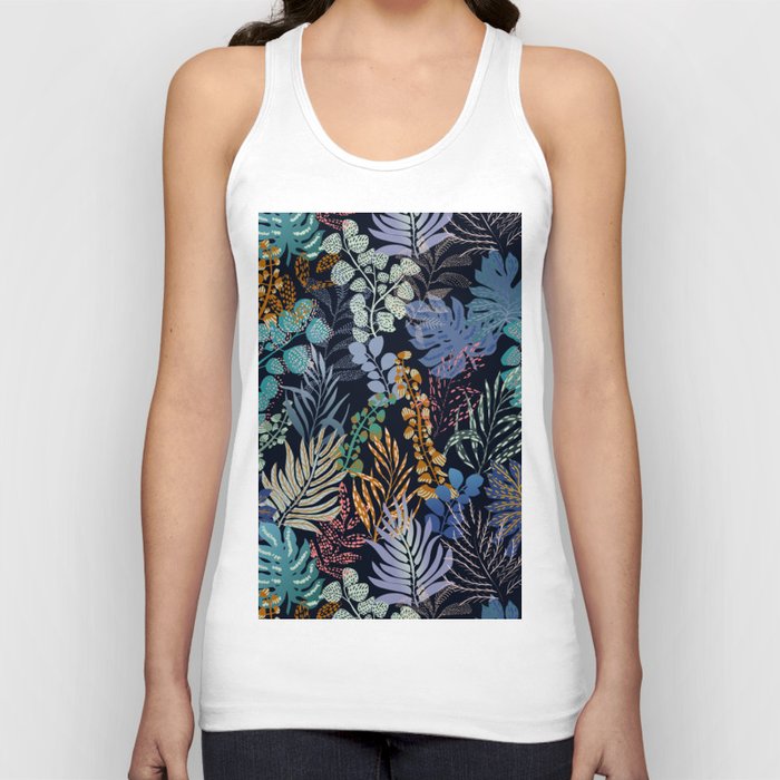 tropical blue night leaves Tank Top