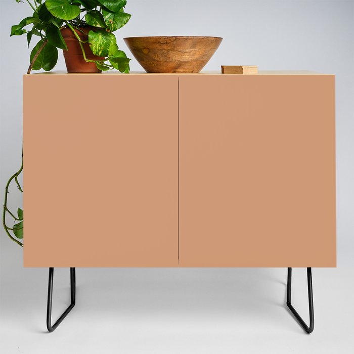 Soft Mid-tone Brown Solid Color Hue Shade - Patternless Credenza