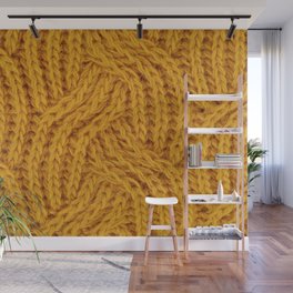 Brown yellow Knitted textile  Wall Mural
