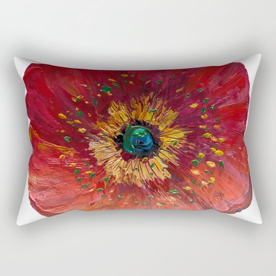 Red Poppy Rectangular Pillow
