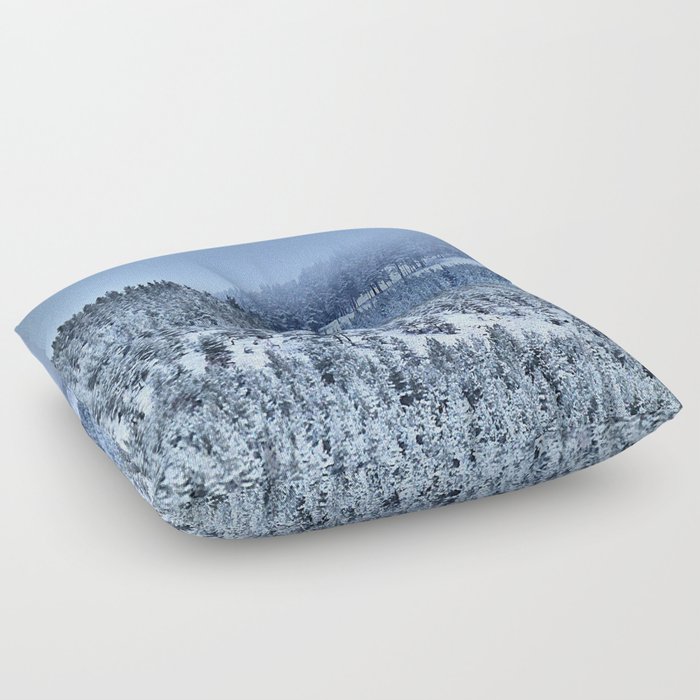 Moody Spring Snow in a Scottish Highland Pine Forest ( in I Art and Afterglow) Floor Pillow