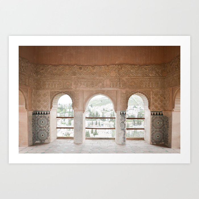 Alhambra 3 arches view of Granada Art Print
