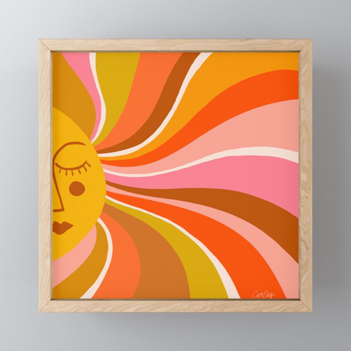 Sunshine Swirl – Retro Ochre Framed Mini Art Print