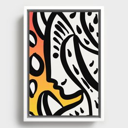 Hero in the Sunset Graffiti Character Black and White Framed Canvas