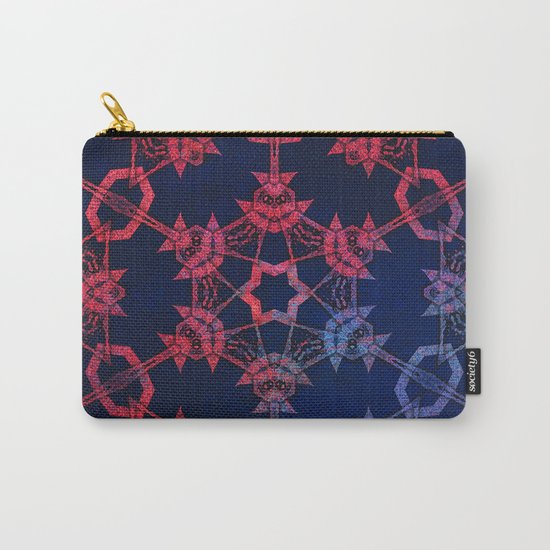 Blue and red glow tribal mandala Carry-All Pouch