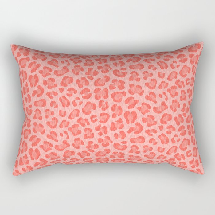 Leopard - Living Coral Rectangular Pillow