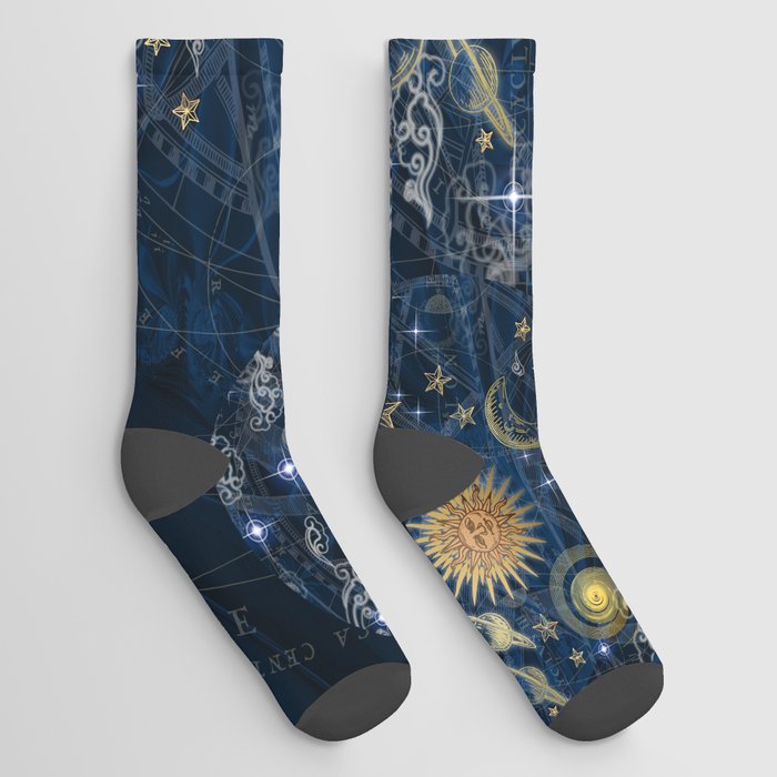 Cosmic Sun Space Pattern Socks