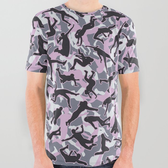 Volleyball Player Camo Camouflage Pattern Pink All Over Graphic Tee