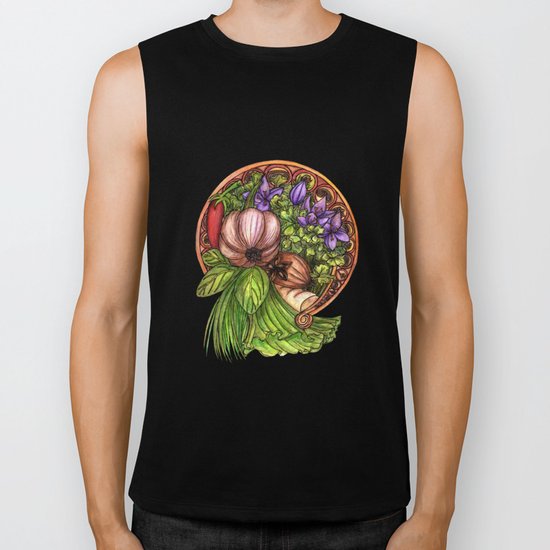 Art nouveau vegetables Biker Tank