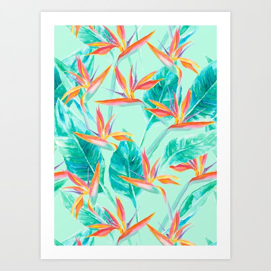 Birds Of Paradise Mint Art Print