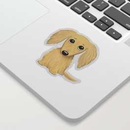 Longhaired Cream Dachshund Cartoon Dog Sticker