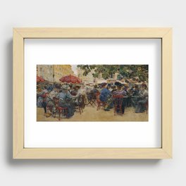 Victorian Sidewalk Cafe Tomaselli in Salzburg, Vienna European portrait painting by Theodor Josef Ethofer Recessed Framed Print