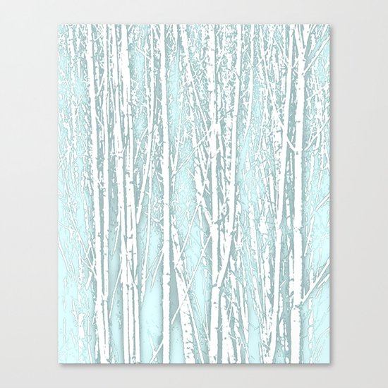 Birch Trees Pattern Pastel Blue Canvas Print