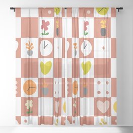 Color object checkerboard collection 1 Sheer Curtain