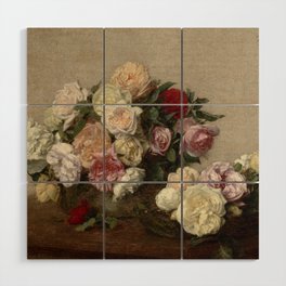 Roses in a Bowl and Dish, 1885 by Henri Fantin-Latour Wood Wall Art