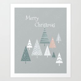 Merry Christmas Trees Art Print