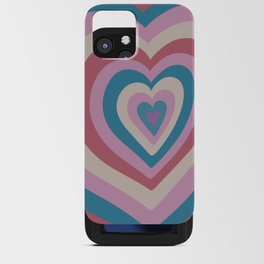 Retro Groovy Love Hearts - dark bright blue navy pink red iPhone Card Case