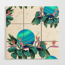 Planets and Flowers Print Wood Wall Art