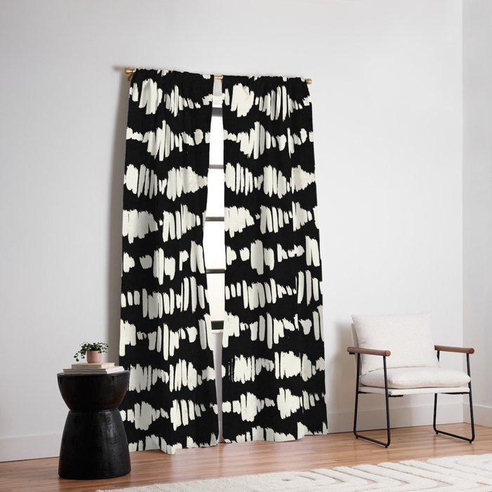 Minimal Cream On Black Tribal Stripes Abstract Lines Blackout