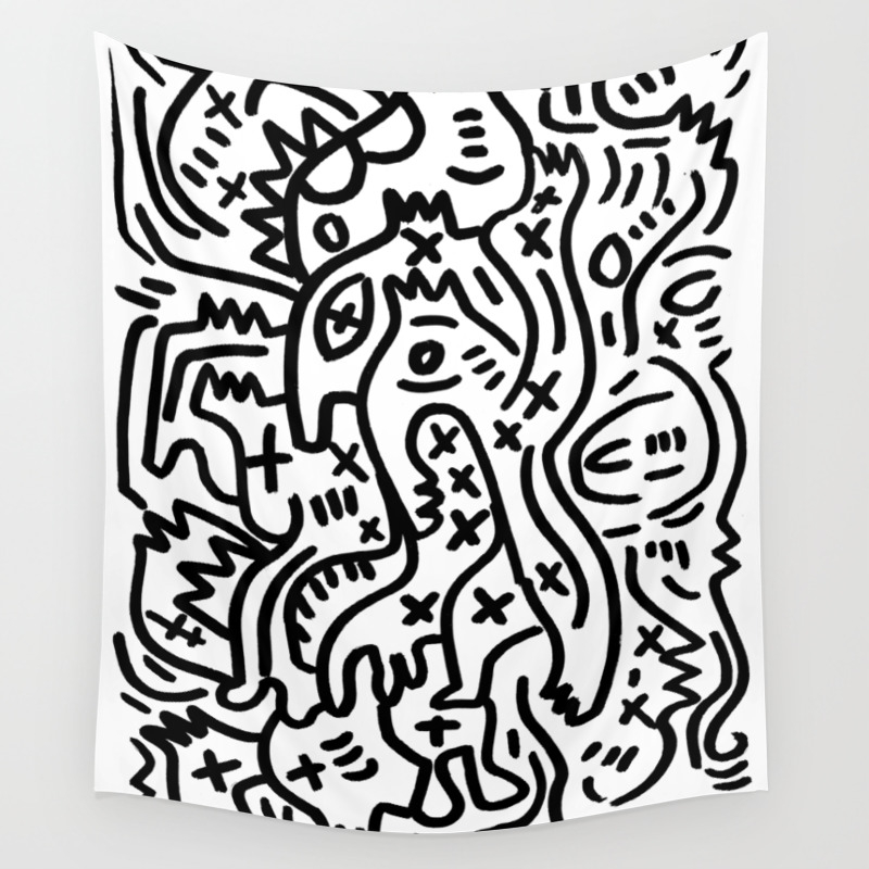 Graffiti Street Art Black And White Wall Tapestry By
