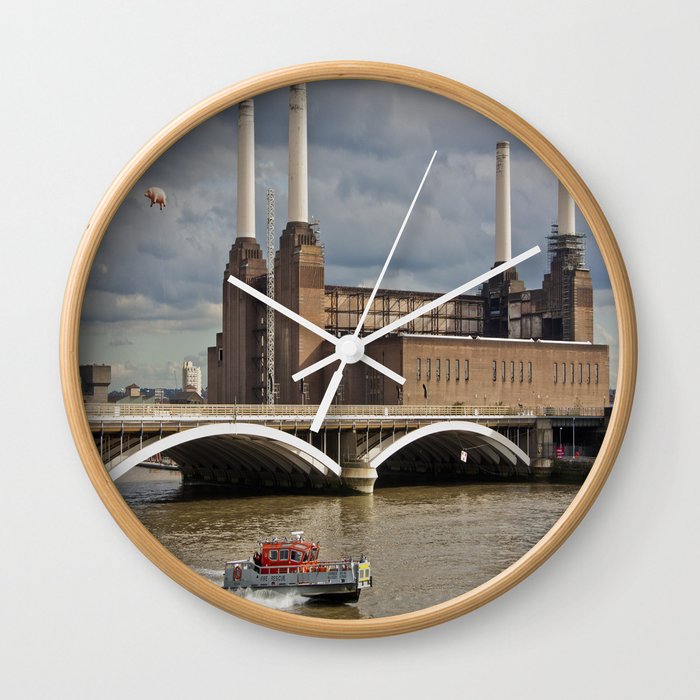 Battersea Power Station with Pink Floyd Pig Wall Clock
