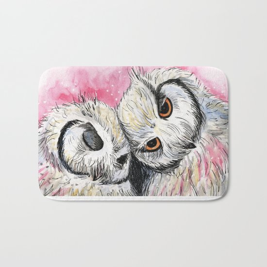 owl snuggles Bath Mat