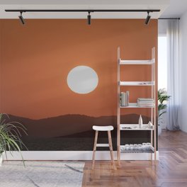 Red Sunset Over Mountains Wall Mural