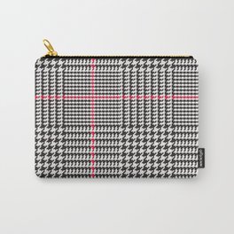Black and White Glen Plaid with Red Stripe Carry-All Pouch
