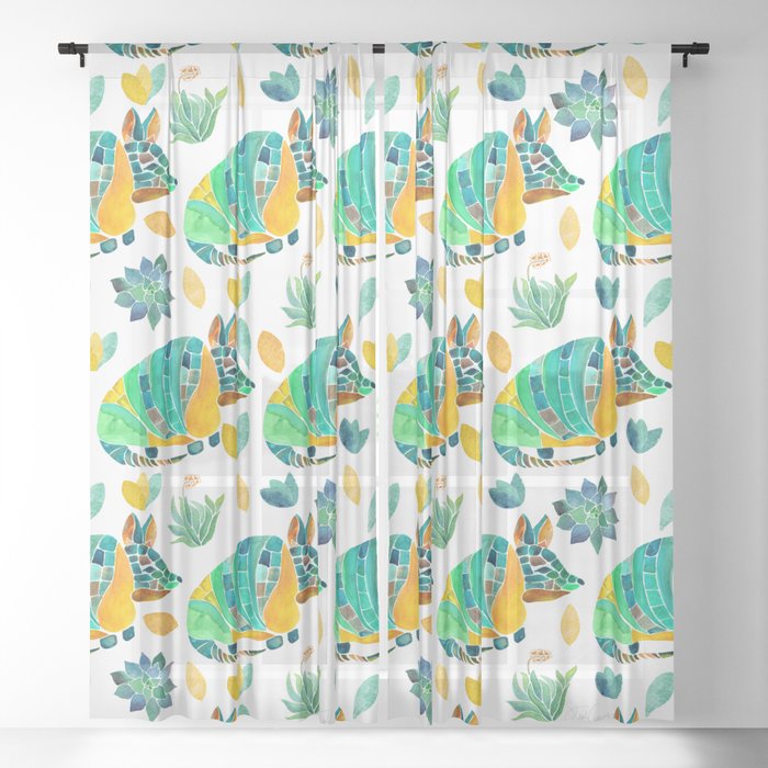 Armadillo - Summer Sun Green Sheer Curtain