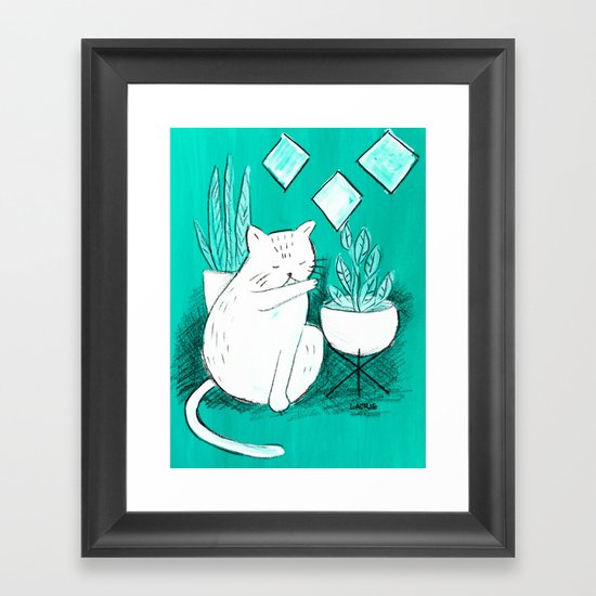 Turquoise Cat Framed Art Print