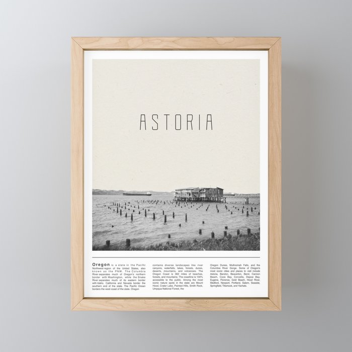 Astoria Oregon Black and White Framed Mini Art Print
