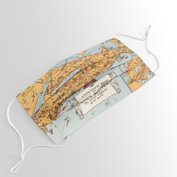 1929 Vintage Map of Nova Scotia Face Mask by ginneko Society6