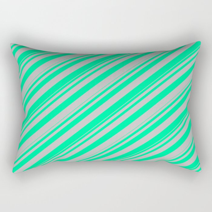 Green & Grey Colored Lines Pattern Rectangular Pillow