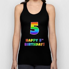 [ Thumbnail: HAPPY 5TH BIRTHDAY - Multicolored Rainbow Spectrum Gradient Tank Top ]